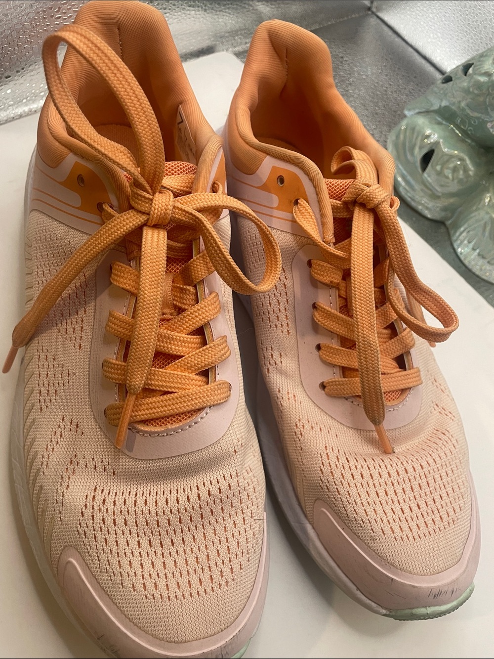 Zella Peach/Light Orange Knit Athletic Sneakers